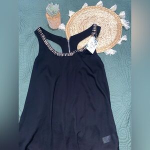 Express Black Top with Beaded Detail